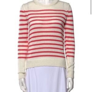 Theory Striped Cream and Red Women's Sweater